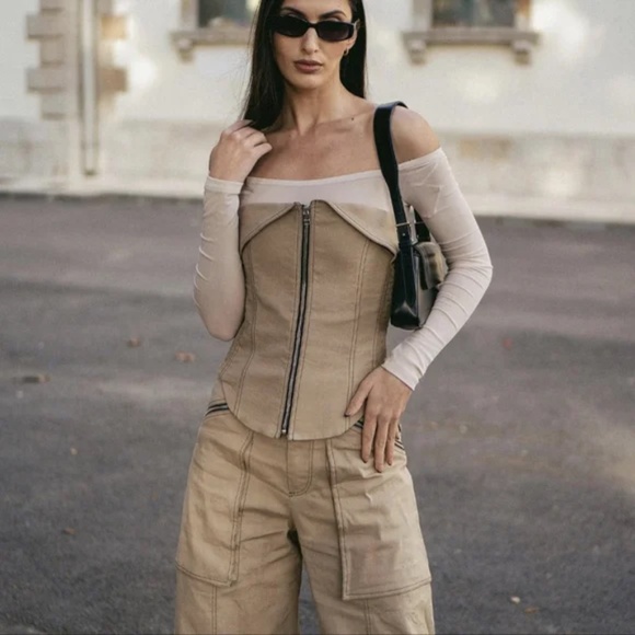 NWT Zara topstitched zipper bustier XS - Picture 6 of 15